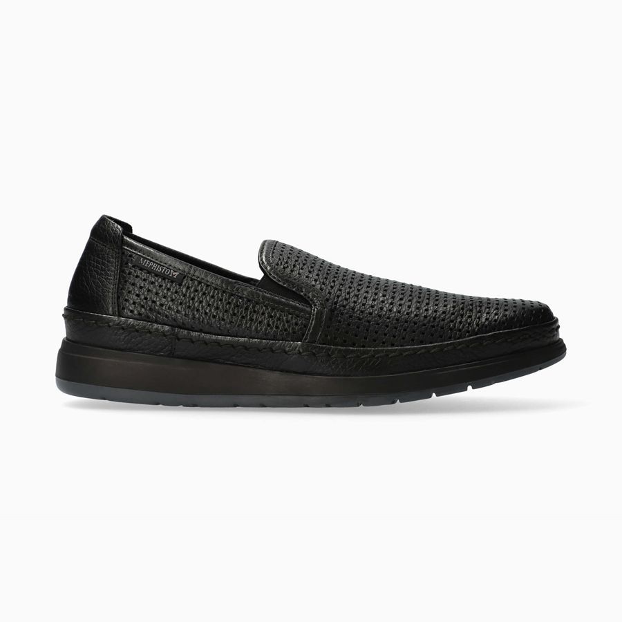 Mephisto HADRIAN PERF Bőr Férfi Slip On Cipő - Fekete, HU-15298